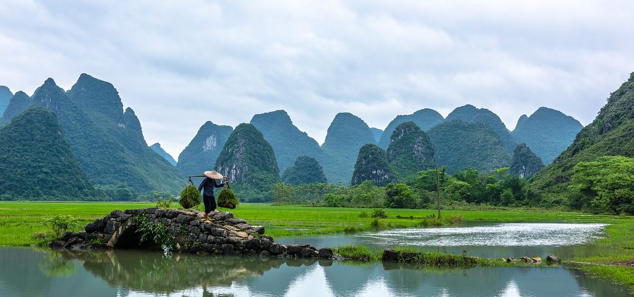 landscape, bridge, mountains