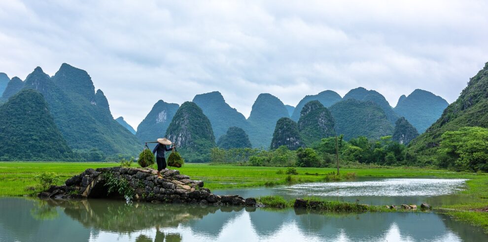 landscape, bridge, mountains