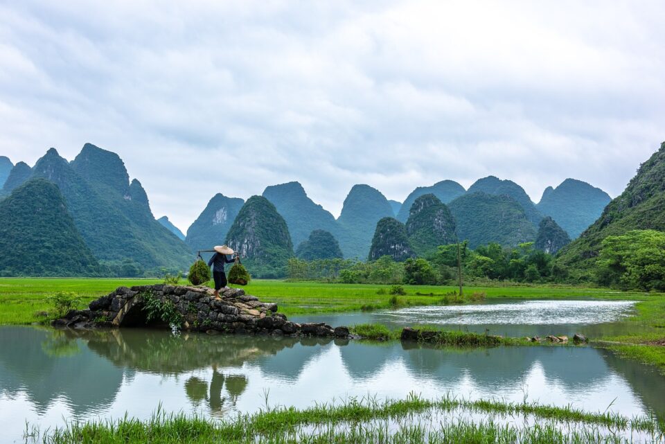 landscape, bridge, mountains