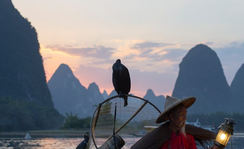 woman riding boat