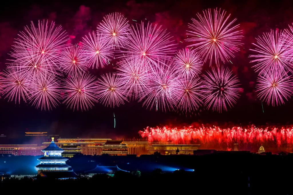 Fireworks in honor of the founding of the People's Republic of China