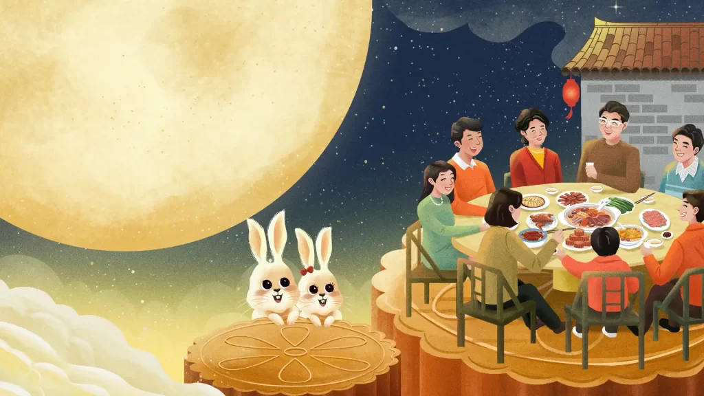 Family Reunion Dinner and Admiring the Moon